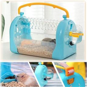 img 1 attached to 🐹 Kathson Portable Hamster Cage Travel Carrier with Water Bottle - Ideal Pet Cage for Small Animals like Hedgehogs, Sugar Gliders, Squirrels, Mice, and More