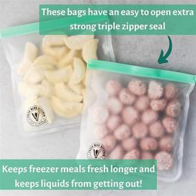 img 2 attached to 🥘 Fresh Menu Kitchen: Extra Thick Reusable Freezer Bags - Gallon Size Bags with Airtight Seal for Soups, Storage, and Freezer Meals