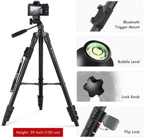 img 3 attached to 📷 Fotopro 59" Camera Tripod: Bluetooth Remote, GoPro Mount, iPhone X, Canon, Nikon, Samsung