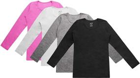 img 4 attached to Brix Girls' Long Sleeve Tees - 4-Pack: Comfy Crew Neck Cotton T Shirts for Girls