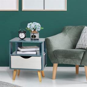 img 1 attached to Tiita Nightstands: Stylish Bedside Table with Drawer 🛏️ and Storage Shelf for Bedroom, Living Room, and Office