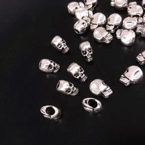 img 1 attached to 🎃 Halloween Crafts Jewelry Making Supplies: Bulk Antique Silver 4mm Hole Macroporous Skull Metal Spacer Beads - QTMY