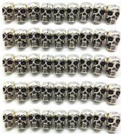 🎃 halloween crafts jewelry making supplies: bulk antique silver 4mm hole macroporous skull metal spacer beads - qtmy logo