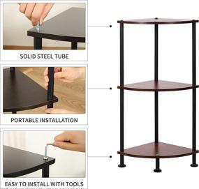 img 2 attached to YIERYA 3-Tier Corner Shelf: Multifunctional Shelving Unit for Living Room, Home Office, Plant Stand, Storage Rack - Sturdy Steel Tubes - Walnut/Brown