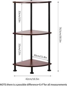 img 3 attached to YIERYA 3-Tier Corner Shelf: Multifunctional Shelving Unit for Living Room, Home Office, Plant Stand, Storage Rack - Sturdy Steel Tubes - Walnut/Brown