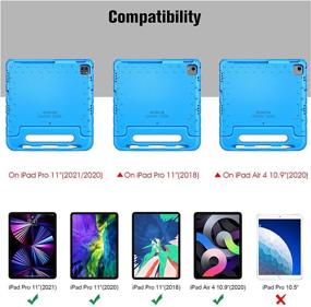 img 2 attached to 📱 Fintie Kiddie Lightweight Shockproof Case for iPad Air 4th Generation 10.9" 2020, iPad Pro 11-inch (3rd Generation) 2021 / iPad Pro 11 2020 & 2018 - Kids Friendly Stand Cover, Blue with Pencil Holder