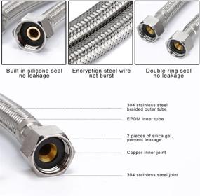 img 3 attached to Vataler Faucet Line Connector: Stainless Steel, 1/2 I.P. Female Thread 🚰 to 1/2 I.P. Female Straight Thread, Hose Replacement - 24 Inch (One Pair)