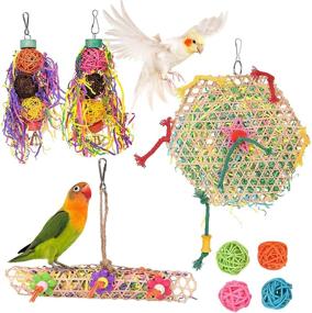 img 4 attached to 🦜 Hiziwimi Bird Shredding Toys: Exciting Rope Toys for Small-Medium Birds, Perfect for Cage Foraging, Chewing, and Perching Fun!