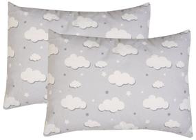 img 3 attached to 🌥️ 2 Pack Toddler Pillowcase - Premium Soft Cotton Flannel, Breathable and Cozy, 13x18 Size, Clouds Design