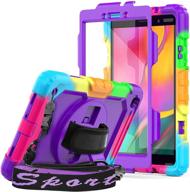 📱 ausleben full body protection case for samsung galaxy tab a 8.0 2019 (sm-t290/sm-t295) + built-in screen protector & pen holder [360 rotating hand strap] - colorful logo