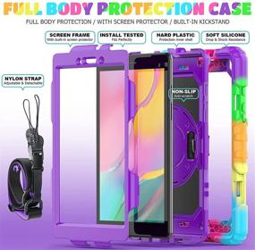 img 2 attached to 📱 Ausleben Full Body Protection Case for Samsung Galaxy Tab A 8.0 2019 (SM-T290/SM-T295) + Built-in Screen Protector & Pen Holder [360 Rotating Hand Strap] - Colorful