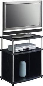 img 3 attached to 📺 Convenience Concepts Designs2Go TV Stand с черным стеклянным шкафом и элегантной черной отделкой.