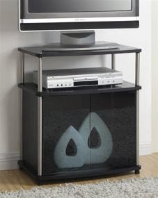 img 4 attached to 📺 Convenience Concepts Designs2Go TV Stand с черным стеклянным шкафом и элегантной черной отделкой.