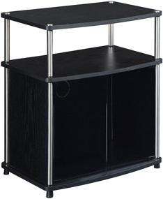 img 2 attached to 📺 Convenience Concepts Designs2Go TV Stand с черным стеклянным шкафом и элегантной черной отделкой.
