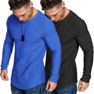 💪 coofandy men's 2 pack muscle fitted t-shirt: gym workout & athletic long sleeves tee логотип