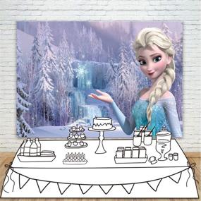 img 2 attached to 7x5 Ice Castle Backdrop for Girl's 1st Birthday Photoshoot - Princess Elsa Fairytale Theme, Personalized Name Baby Shower Background for Girls, Tabletop Photo Props