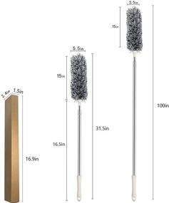 img 2 attached to 🧹 RMAI Microfiber Duster with Extension Pole - 100’’ Extra Long, Bendable and Scratch Resistant - Ideal for Cleaning High Ceiling Fans, Cars - Stainless Steel, Gray