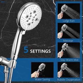 img 3 attached to 🚿 Enhanced High Pressure Shower Head with Handheld - Extra-Large 5 Inch Face, 5 Spray Settings Handheld Shower Head, Superior Flow & Flexible 60 Inch Stainless Steel Hose