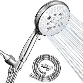 img 4 attached to 🚿 Enhanced High Pressure Shower Head with Handheld - Extra-Large 5 Inch Face, 5 Spray Settings Handheld Shower Head, Superior Flow & Flexible 60 Inch Stainless Steel Hose