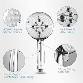 img 1 attached to 🚿 Enhanced High Pressure Shower Head with Handheld - Extra-Large 5 Inch Face, 5 Spray Settings Handheld Shower Head, Superior Flow & Flexible 60 Inch Stainless Steel Hose