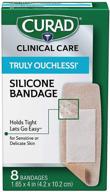 💪 curad truly ouchless flex fabric bandages, x-large, 8 count (pack of 4) - pain-free wound protection for large injuries логотип