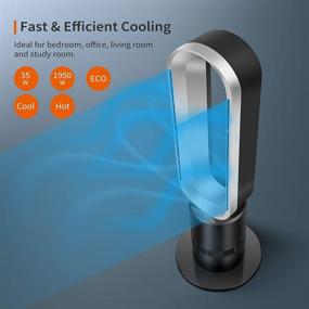 img 4 attached to 🌬️ HealSmart Bladeless Tower Fan and Heater Combo, 32-inch, 9H Timer, 10 Speeds with Remote Control, Air Circulator Fan for Home Air Conditioning, in Black and Grey