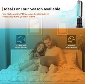 img 2 attached to 🌬️ HealSmart Bladeless Tower Fan and Heater Combo, 32-inch, 9H Timer, 10 Speeds with Remote Control, Air Circulator Fan for Home Air Conditioning, in Black and Grey