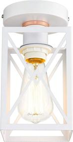 img 4 attached to 🏡 Farmhouse Ceiling Light Fixture - Ken & Ricky Semi Flush Mount Ceiling Light, Matte White Finish for Laundry, Hallway, Kitchen, Stairway - 1 Pack