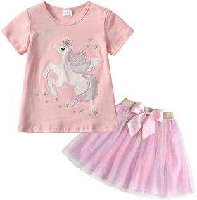 img 4 attached to DXTON Toddler Girls Winter Party Dresses - Long Sleeve 2pcs Set: Casual T-Shirt and Tutu Skirt