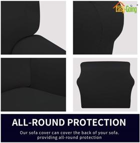 img 1 attached to 🛋️ Stretch Fleece Sofa Slipcover – Non-Slip Spandex Soft Couch Cover, Washable Furniture Protector with Elastic Bottom and Anti-Skid Foam for Kids, Pets (Loveseat, Black)