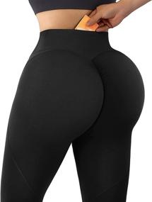 img 2 attached to 👖 Stylish RUUHEE Women's V Cross Waist Scrunch Smile Contour High Waisted Leggings with Pockets - Perfect Yoga Pants!