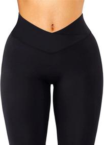img 3 attached to 👖 Stylish RUUHEE Women's V Cross Waist Scrunch Smile Contour High Waisted Leggings with Pockets - Perfect Yoga Pants!