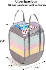 img 3 attached to 🧺 Fenlosi 3 Load Pop Up Laundry Hamper, Strong Handles, Double-layer Tear Proof Fabric, Honeycomb Mesh-Breathable, Lightweight, Multiple Carry Options - Size: 14.9"x14.9"x21.6