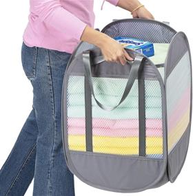 img 4 attached to 🧺 Fenlosi 3 Load Pop Up Laundry Hamper, Strong Handles, Double-layer Tear Proof Fabric, Honeycomb Mesh-Breathable, Lightweight, Multiple Carry Options - Size: 14.9"x14.9"x21.6