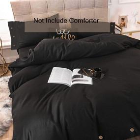 img 2 attached to 🛏️ NANKO King Duvet Cover Set Black - Luxury Microfiber Down Comforter Quilt Bedding Cover with Deco Buttons Zip Closure Ties - Modern Style for Men and Women Chambray Teen