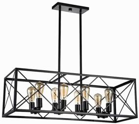 img 4 attached to Farmhouse Rectangle Chandelier Lighting Industrial