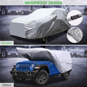 img 1 attached to 🚗 All-Weather Car Cover for Jeep Wrangler 1987-2021 JK, JL, CJ, YJ, TJ 4 Doors - Waterproof, Sun and Rain Protection, UV Shield