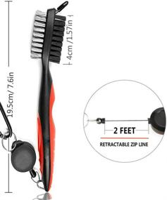 img 2 attached to 🏌️ Gzingen Golf Club Brush 3-Pack with 2 Ft Retractable Zip-line and Aluminum Carabiner, Golf Groove Cleaner Tool Spike with Nylon and Metal Bristles, Easily Attaches to Golf Bag