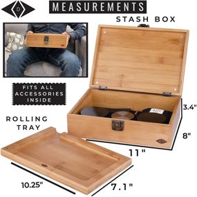 img 2 attached to 🔒 Lockable Bamboo Wood Rolling Tray Stash Box Kit – Premium Grinder & 2 Smell Proof Jars