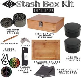 img 3 attached to 🔒 Lockable Bamboo Wood Rolling Tray Stash Box Kit – Premium Grinder & 2 Smell Proof Jars