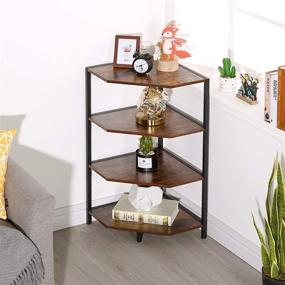 img 1 attached to 📚 VECELO 31" Corner Shelf, 4-Tier Display Shelves, Wood Storage Stand with Metal Frame, Versatile Shelving Unit for Compact Spaces, Home Office Organization, Rustic Brown