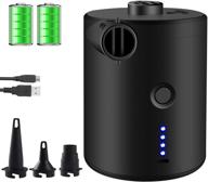 usb rechargeable mini electric air pump for inflatables - portable pump with 4000mah battery, 3 nozzles - ideal for air mattresses, pool floats, swimming rings, and air beds (black) logo