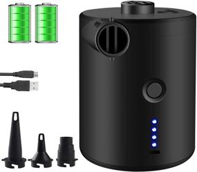 img 4 attached to USB Rechargeable Mini Electric Air Pump for Inflatables - Portable Pump with 4000mAH Battery, 3 Nozzles - Ideal for Air Mattresses, Pool Floats, Swimming Rings, and Air Beds (Black)