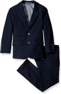 👔 stylish and modern: isaac mizrahi boys' textured 2pc slim fit solid suit - perfect for any occasion! logo