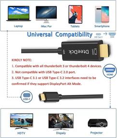 img 2 attached to 🔌 6ft USB C to HDMI Cable (4K@60Hz), DteeDck Type C to HDMI Adapter - Thunderbolt 3 Compatible with iMac, MacBook Air, MacBook Pro, iPad Pro 2018 2020, Surface Pro 7, Samsung S20/S10, and More