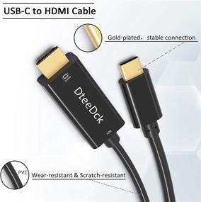 img 1 attached to 🔌 6ft USB C to HDMI Cable (4K@60Hz), DteeDck Type C to HDMI Adapter - Thunderbolt 3 Compatible with iMac, MacBook Air, MacBook Pro, iPad Pro 2018 2020, Surface Pro 7, Samsung S20/S10, and More