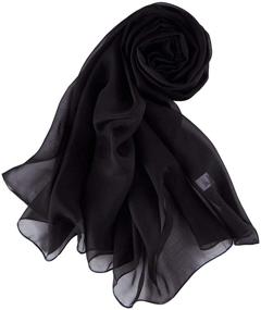 img 3 attached to JWSilk Chiffon Scarf Solid Color Women's Accessories and Scarves & Wraps
