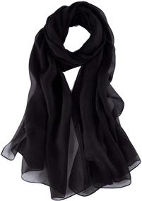 img 4 attached to JWSilk Chiffon Scarf Solid Color Women's Accessories and Scarves & Wraps