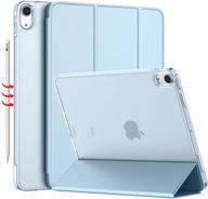 imieet ipad air 4 case 2020 - lightweight slim cover with translucent frosted hard back - sky blue (supports touch id) logo