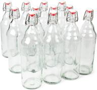 🍻 33 oz. clear glass grolsch beer bottles - quart size, airtight swing top/flip top - home brewing & fermentation supplies for alcohol, kombucha, wine, soda (6-pack) logo